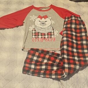 Source Unknown Kids Pajama Set - Red and Gray Bear Design